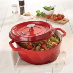 Cocotte En Fonte Ronde 24 Cm 3,7 L Rouge 7 Cocotte En Fonte Ronde 24 Cm 3,7 L Rouge -Cuisine Ustensiles Boutique 213286 2 2 Cocotte en fonte ronde 24 cm 3 7 L rouge Mathon