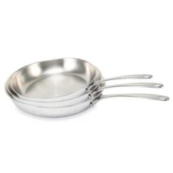 BEKA Lot 3 Poêles Tout Inox Belvia 20, 24 Et 28 Cm