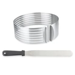 Set Couteau à Génoise Spatule à Glaçage Et Cercle à Trancher Extensible Inox